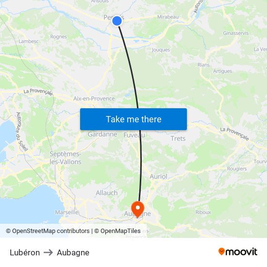 Lubéron to Aubagne map