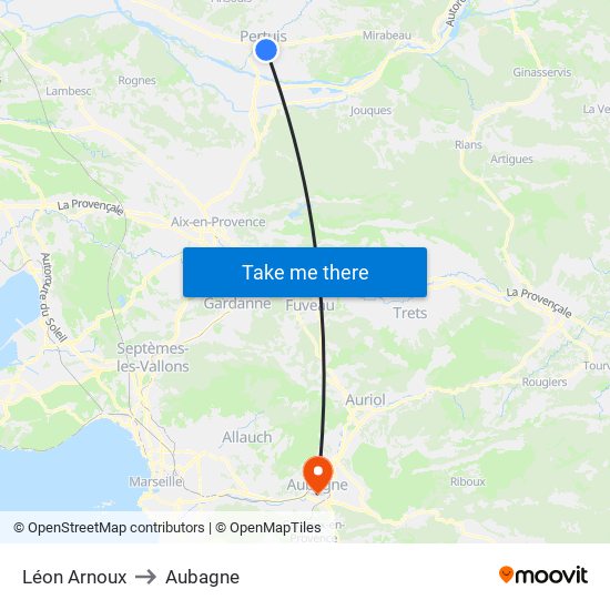 Léon Arnoux to Aubagne map