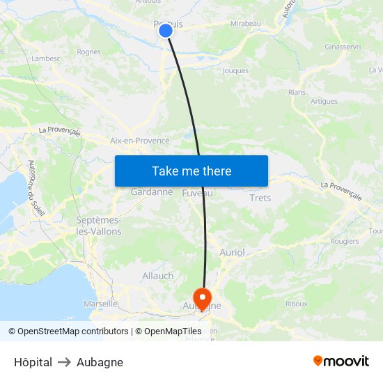 Hôpital to Aubagne map