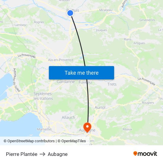 Pierre Plantée to Aubagne map