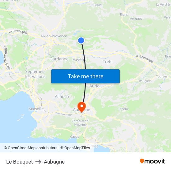 Le Bouquet to Aubagne map