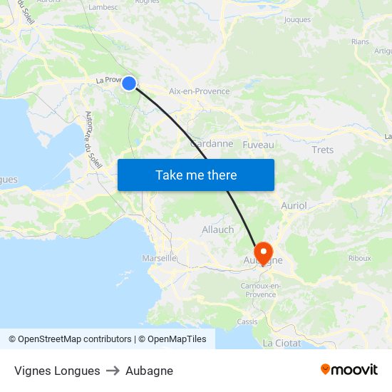 Vignes Longues to Aubagne map