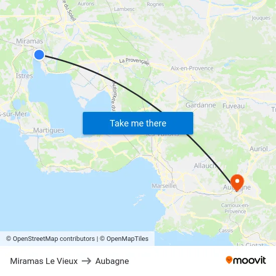 Miramas Le Vieux to Aubagne map