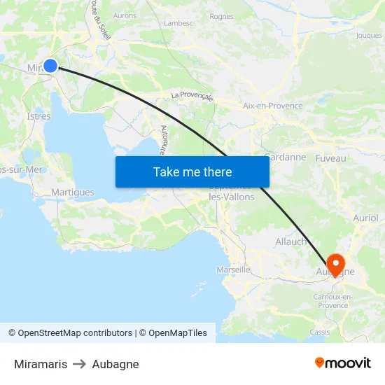 Miramaris to Aubagne map