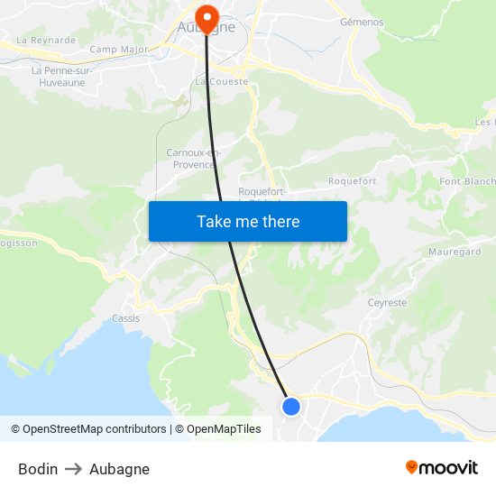 Bodin to Aubagne map