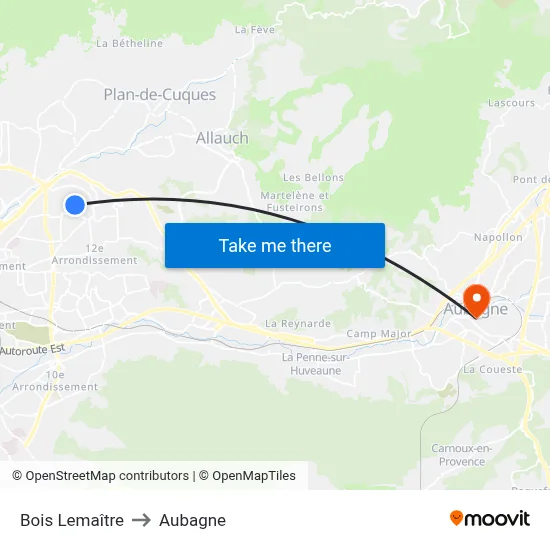 Bois Lemaître to Aubagne map