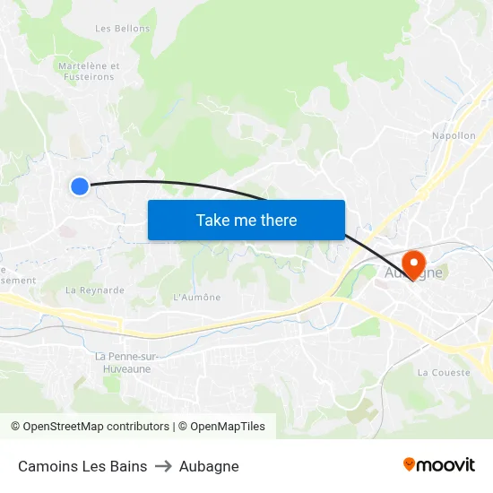 Camoins Les Bains to Aubagne map