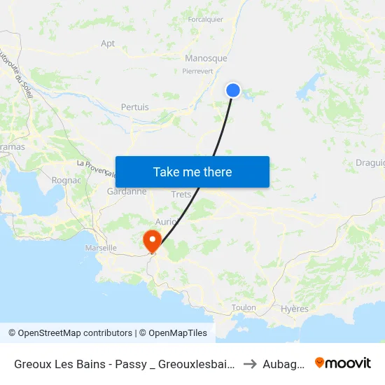 Greoux Les Bains - Passy _ Greouxlesbains to Aubagne map