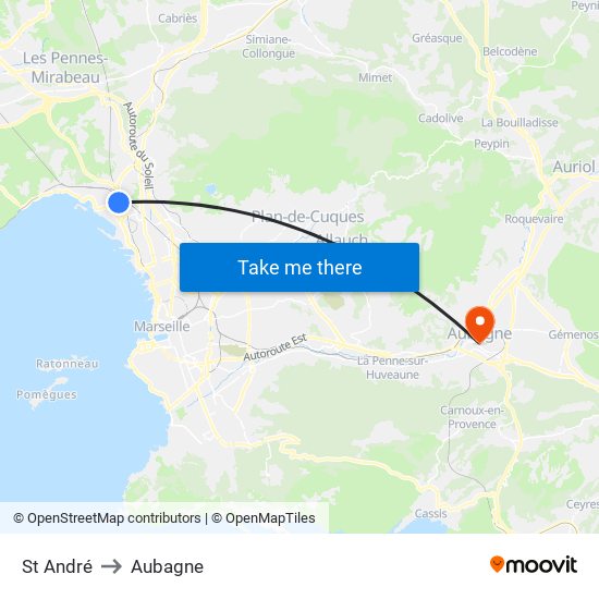 St André to Aubagne map