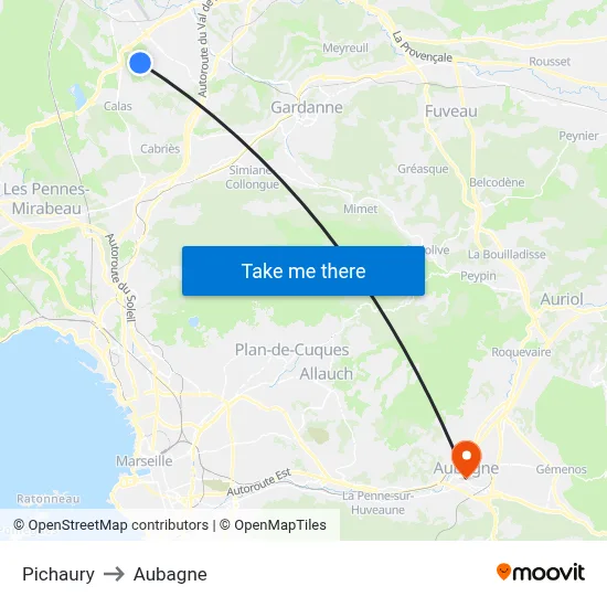 Pichaury to Aubagne map