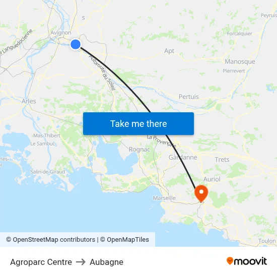 Agroparc Centre to Aubagne map