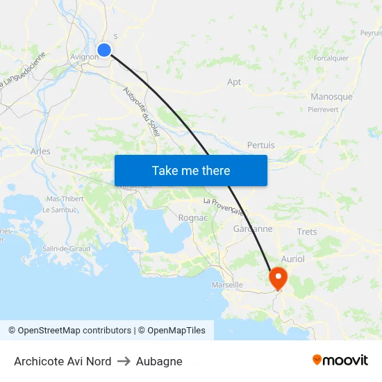 Archicote Avi Nord to Aubagne map