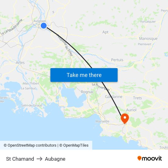 St Chamand to Aubagne map