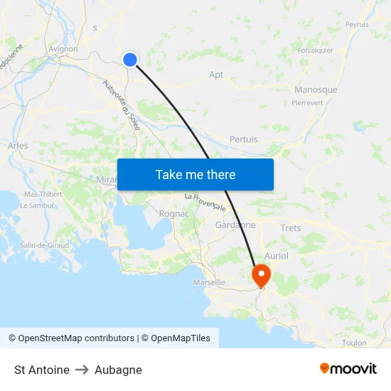 St Antoine to Aubagne map