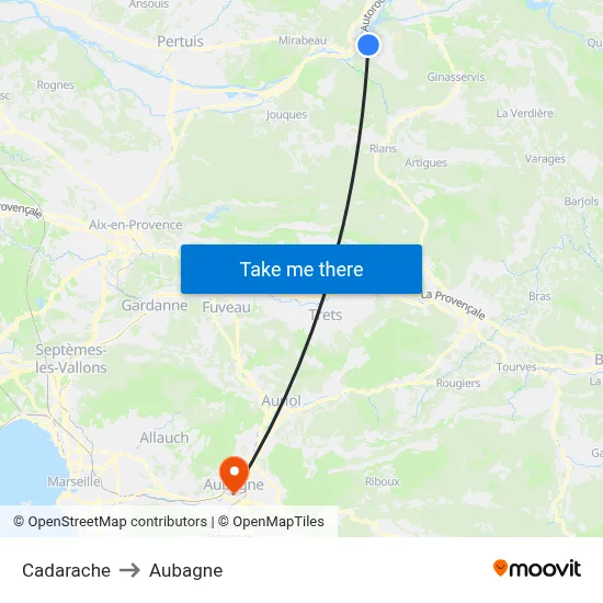Cadarache to Aubagne map