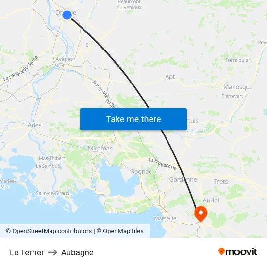 Le Terrier to Aubagne map