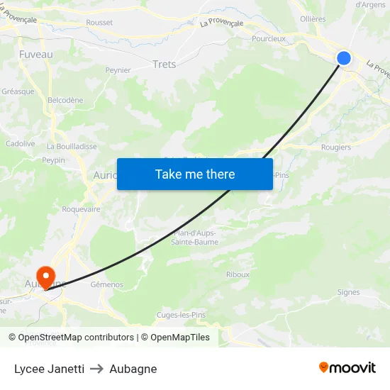 Lycee Janetti to Aubagne map