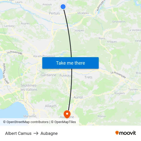 Albert Camus to Aubagne map