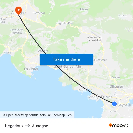 Négadoux to Aubagne map