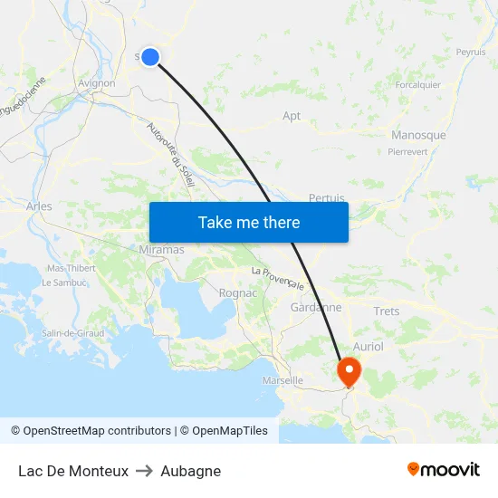 Lac De Monteux to Aubagne map