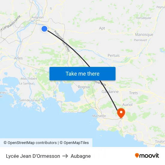 Lycée Jean D'Ormesson to Aubagne map