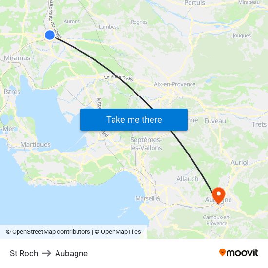 St Roch to Aubagne map