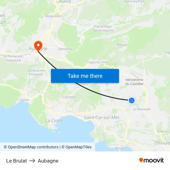 Le Brulat to Aubagne map