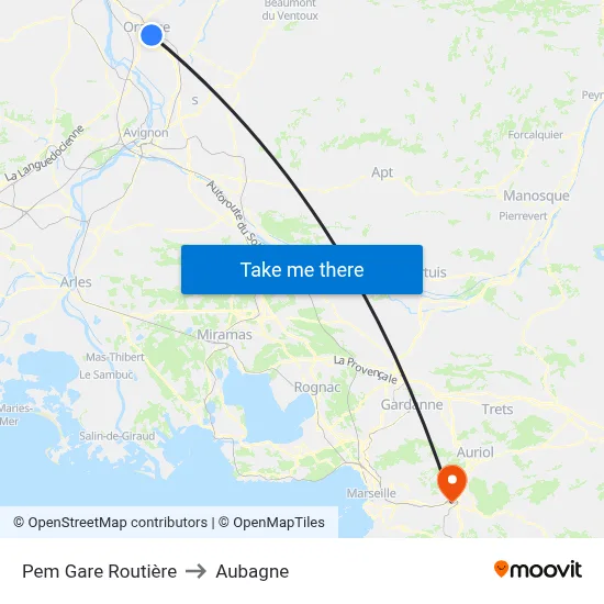 Pem Gare Routière to Aubagne map