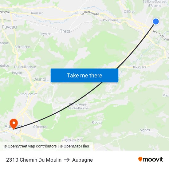 2310 Chemin Du Moulin to Aubagne map