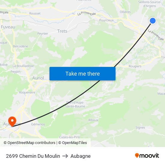 2699 Chemin Du Moulin to Aubagne map