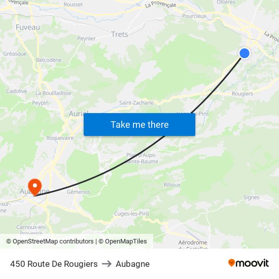 450 Route De Rougiers to Aubagne map