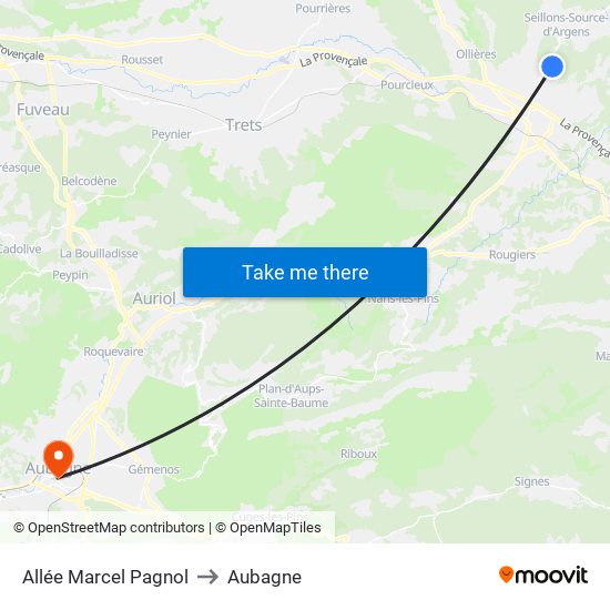 Allée Marcel Pagnol to Aubagne map