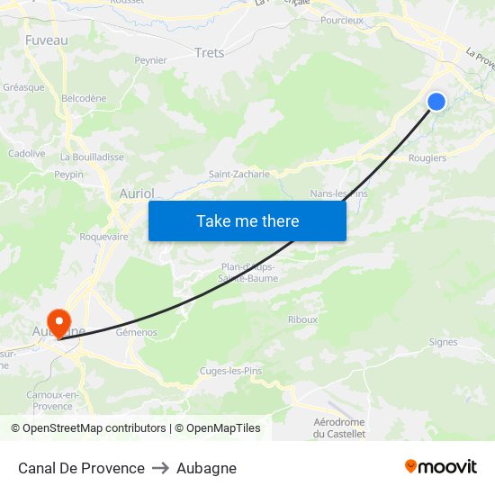 Canal De Provence to Aubagne map