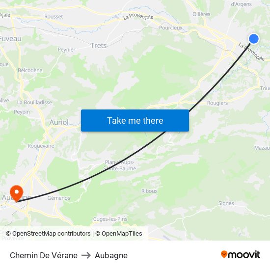 Chemin De Vérane to Aubagne map