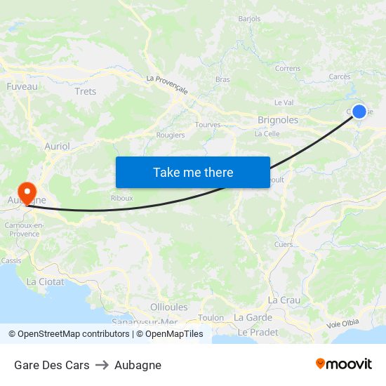 Gare Des Cars to Aubagne map