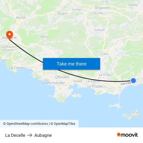 La Decelle to Aubagne map