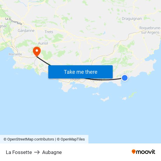 La Fossette to Aubagne map
