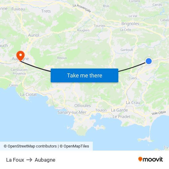 La Foux to Aubagne map