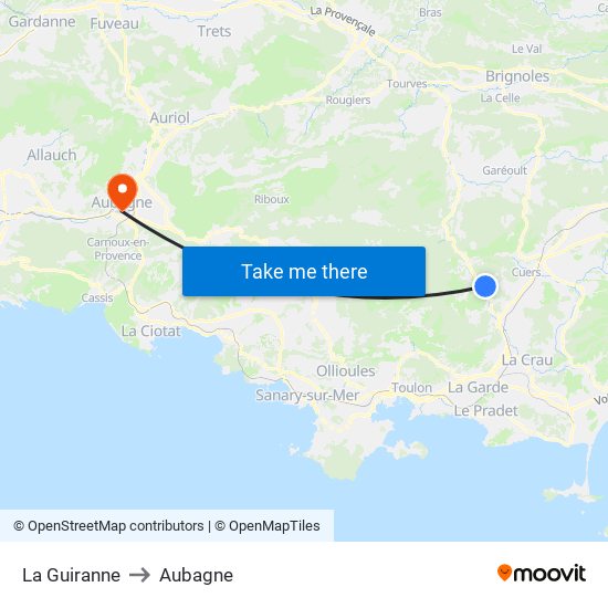 La Guiranne to Aubagne map