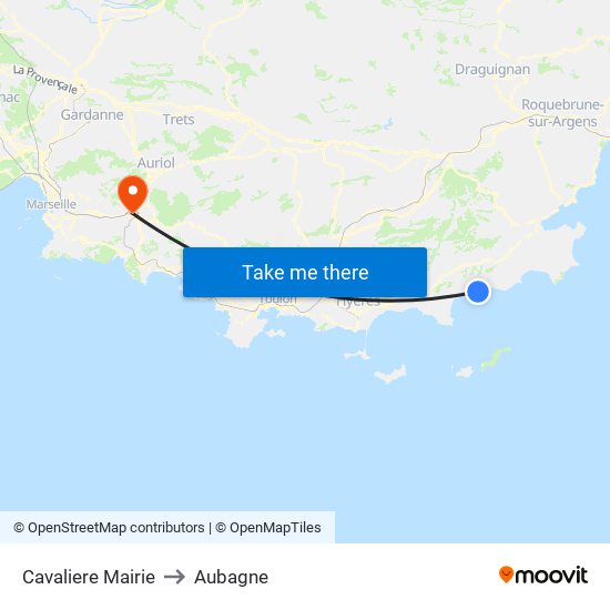 Cavaliere Mairie to Aubagne map