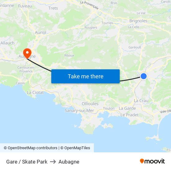 Gare / Skate Park to Aubagne map