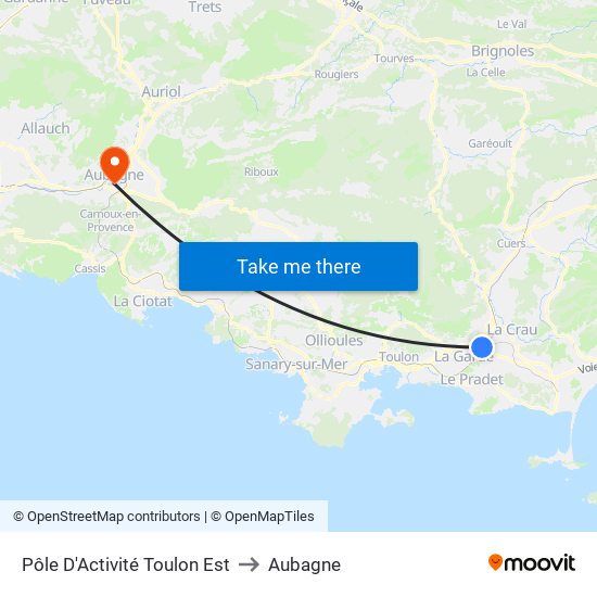 Pôle D'Activité Toulon Est to Aubagne map
