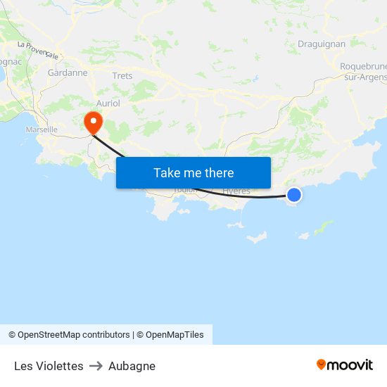 Les Violettes to Aubagne map