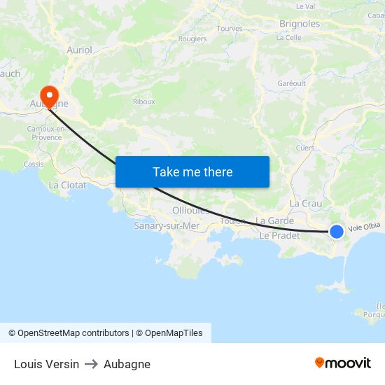 Louis Versin to Aubagne map