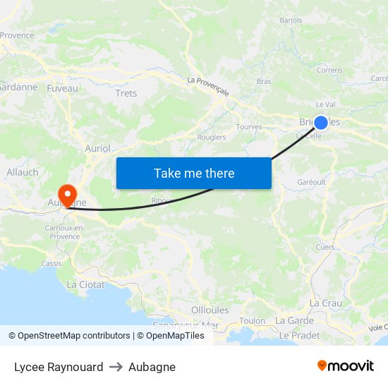 Lycee Raynouard (Parking) to Aubagne map