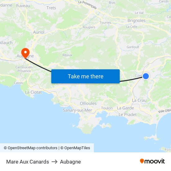 Mare Aux Canards to Aubagne map