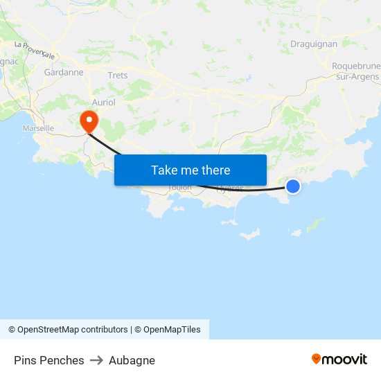 Pins Penches to Aubagne map