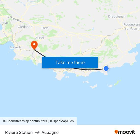 Riviera Station to Aubagne map