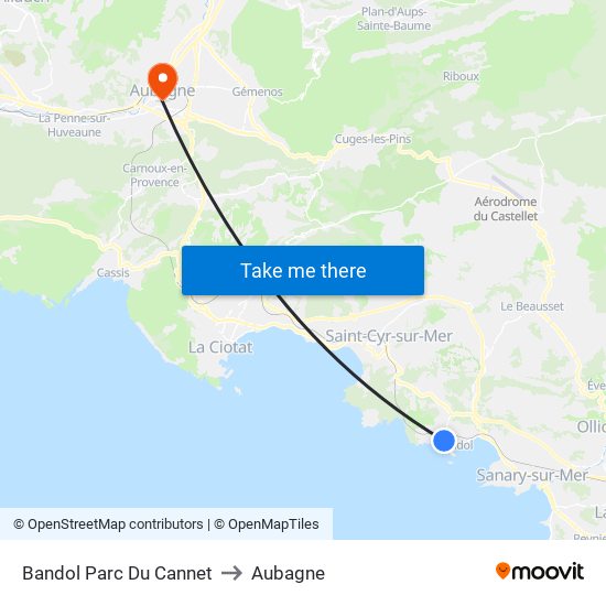 Bandol Parc Du Cannet to Aubagne map