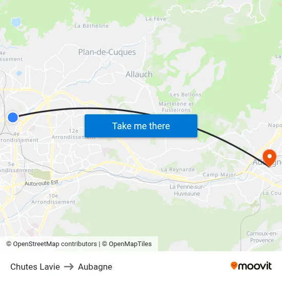 Chutes Lavie to Aubagne map